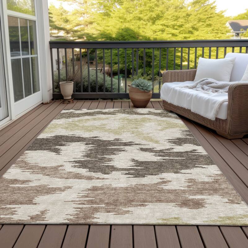 Machine Washable Indoor/ Outdoor Chantille Modern Boho Rug - Chocolate - 10' x 14'