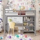 preview thumbnail 1 of 13, Twin Size Wooden Loft Bed with Shelves, Desk and Writing Board Gray