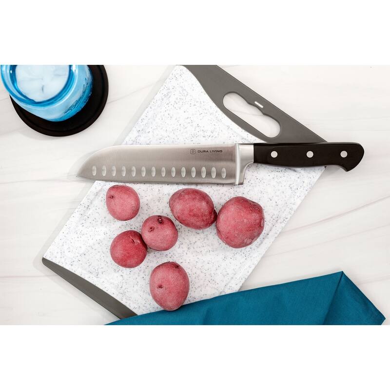 Dura Living 7-inch Hollow Edge Santoku Knife - High Carbon Stainless Steel