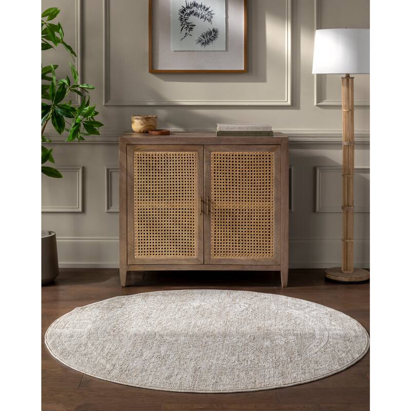 Hagan Moroccan Area Rug - Light Gray - 7' 10" x 7' 10" Round
