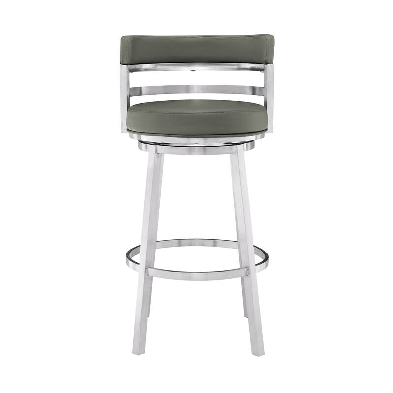 Madrid Modern Swivel Bar Stool, Upholstered Counter Height Chair with Metal Frame