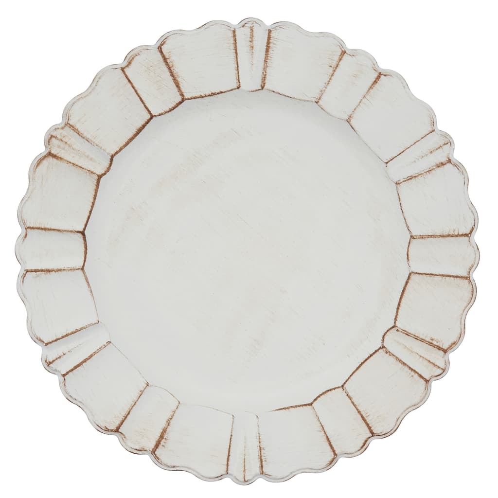 Scalloped Ruffled Design Charger Plates (Set of 4)