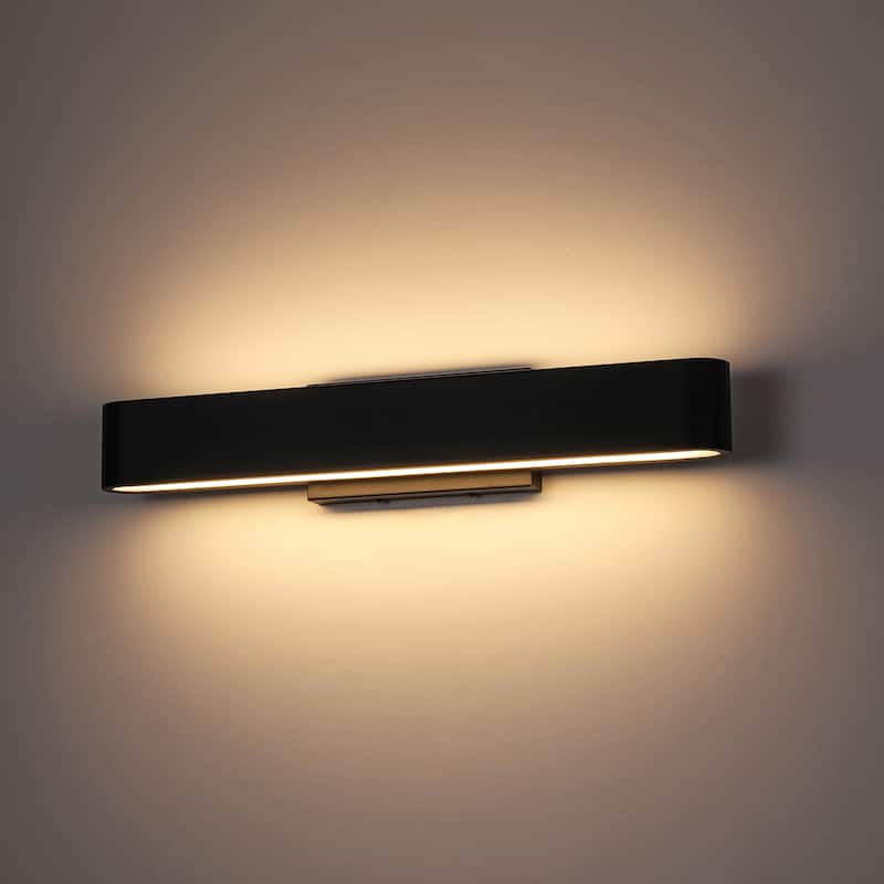 23.6" W Modern Black Finish Rectangle Linear Metal Integrated LED Outdoor Wall Light - 23.6 in. W x 4.33 in. H x 3.82 in. D