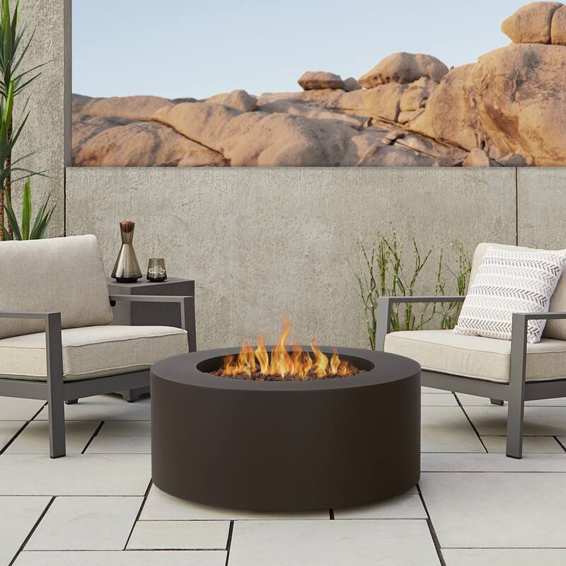 Aegean 36" Round LP Fire Table w/NG Conversion kit by Real Flame - Brown - Propane