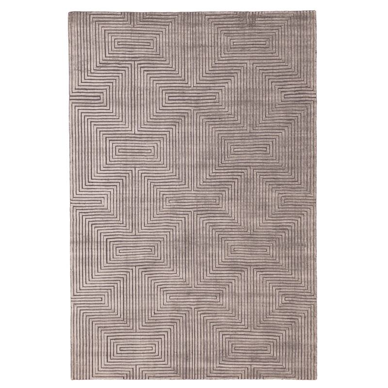 ECARPETGALLERY Hand Loomed Elysian Grey Viscose Rug - 6'6 x 9'7