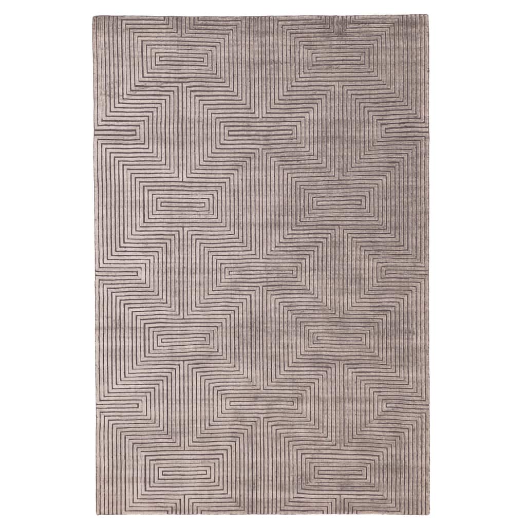 ECARPETGALLERY Hand Loomed Elysian Grey Viscose Rug - 6'6 x 9'7
