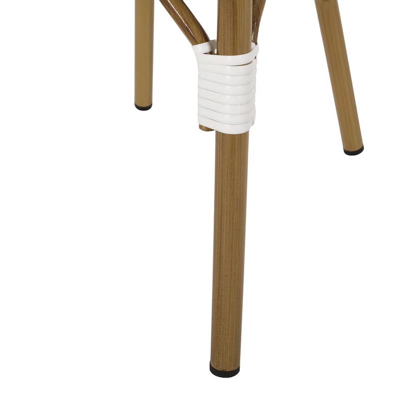 Outdoor PE Ratten and Aluminum French Bistro Chairs, Set of 2