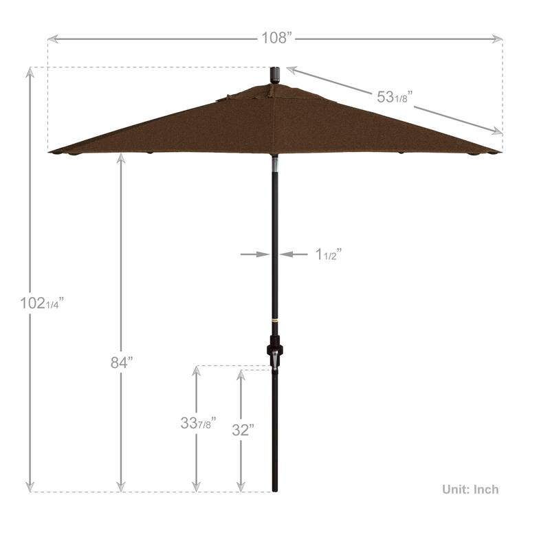 California Umbrella 9' Rd Golden State Series Patio Umbrella Bronze Aluminum Frame Crank Lift Collar Tilt Sunbrella