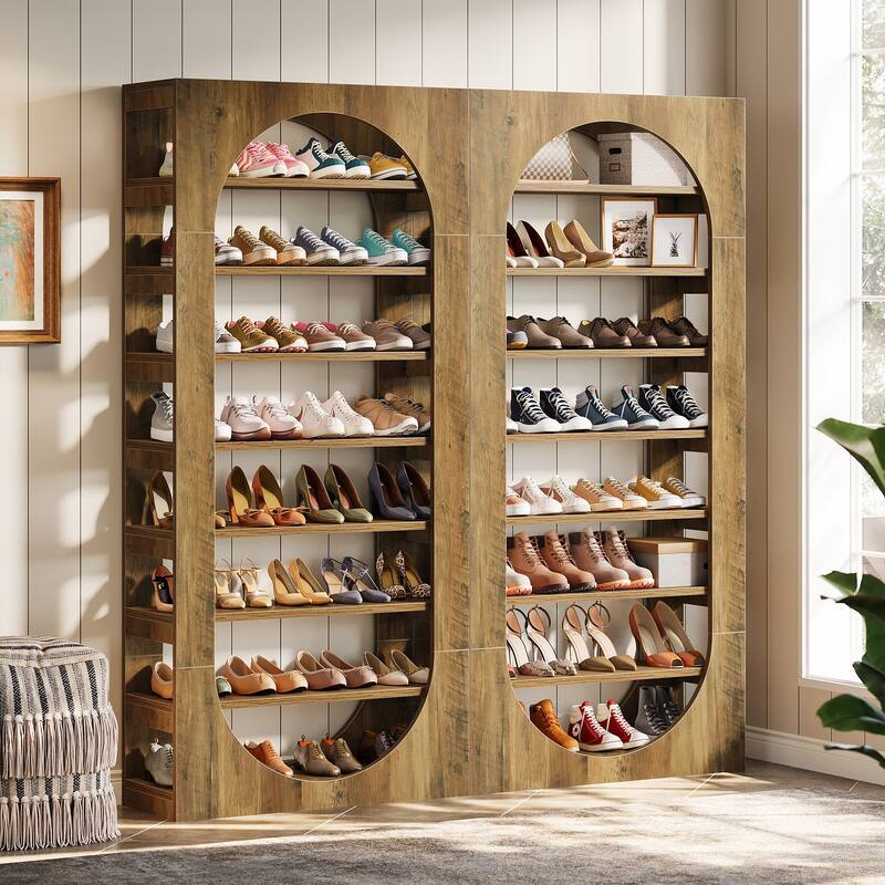 70.87" Shoe Rack, Wooden Shoe Cabinet, Large Capacity Shoe Organizer for Closet, Entryway, Hallway, Living Room