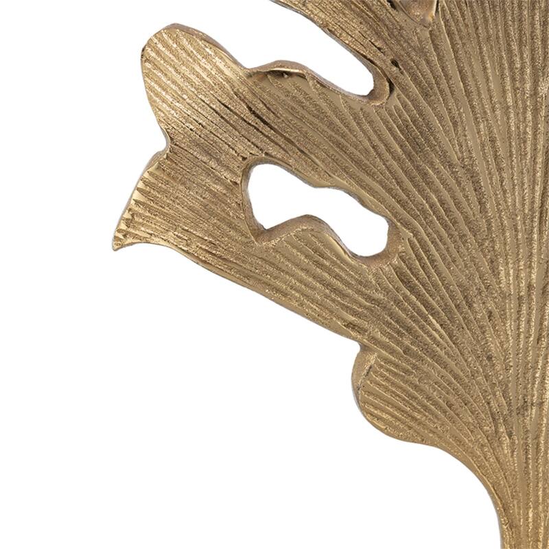 D13x22.2" Gold and White Table Lamp with Leaf Design