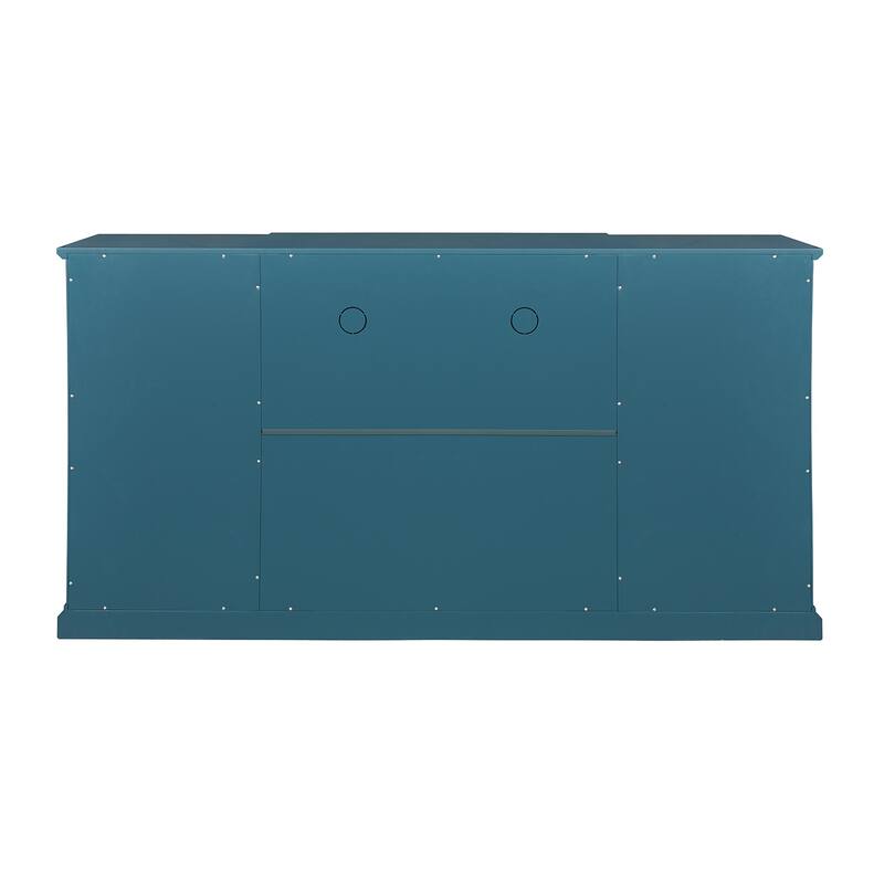 63" TV Stand, Sideboard Buffet ,Storage Cabinet, Teal Blue - Teal Blue