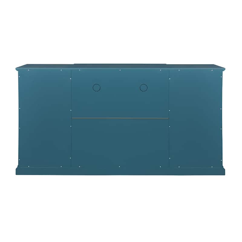 63" TV Stand, Sideboard Buffet ,Storage Cabinet - Teal Blue