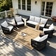 preview thumbnail 82 of 81, Rope Woven Patio Conversation Set with Swivel Chair & Settee Cushions