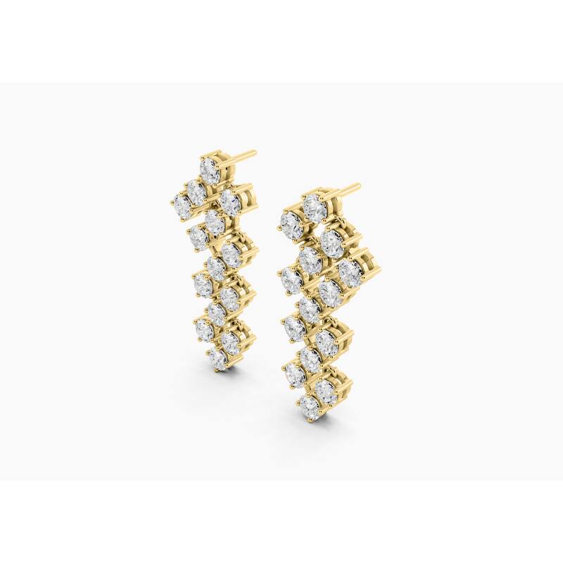 14K Gold Chandelier Lab Grown Diamond Fashion Drop Earrings 2.86 CTTW