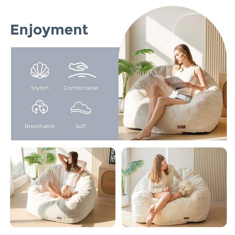 Giant Bean Bag Chair,Shell-Shaped Oversized Bean Bag Chair with Fille