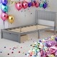 preview thumbnail 1 of 16, Twin Size Platform Bed with Under-bed Drawer for Extra Storage, Solid Pine Wood and MDF, Gray Grey
