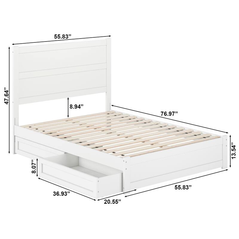 Aveline Wood Platform Bed with Matching Footboard & Storage Drawers