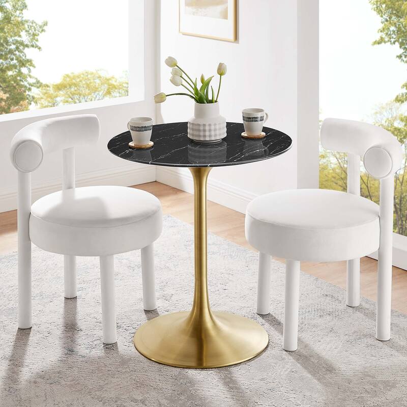 Lippa 28" Round Wood Top Dining Table - Gold Black