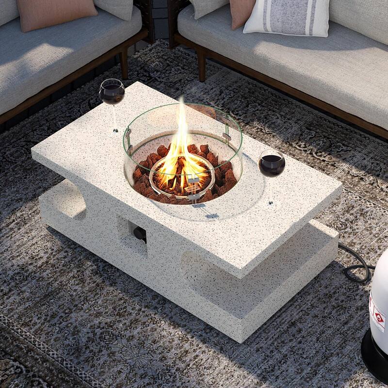 COSIEST Outdoor 42-inch Rectangular Propane Fire Pit Table