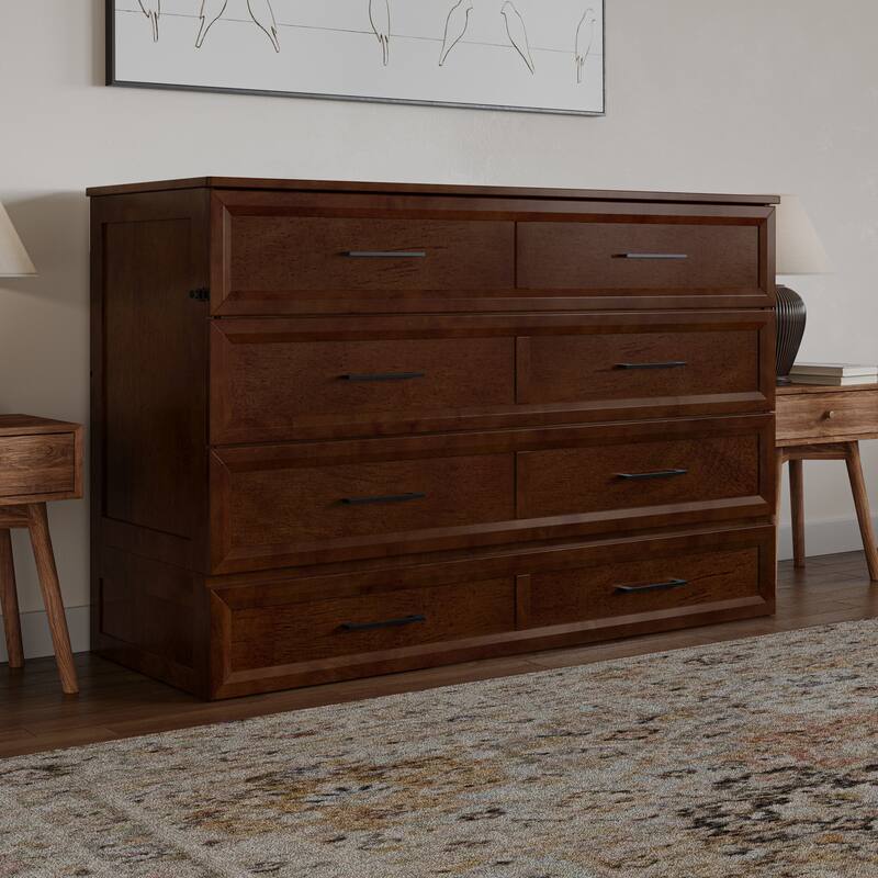 Tucson Murphy Bed Chest with 6" Mattress, Drawer & Built-in Charger