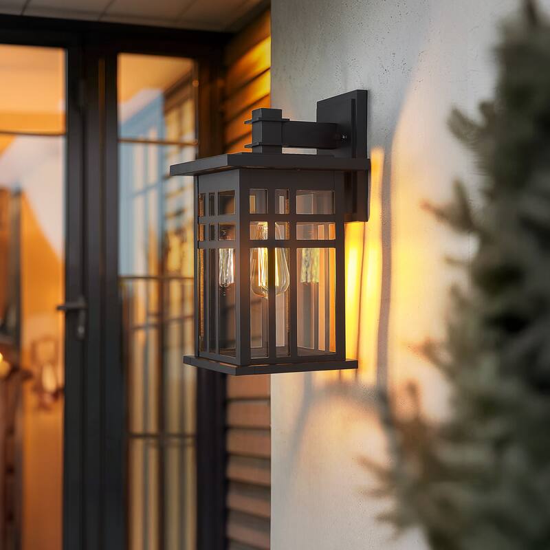 Modern Farmhouse Outdoor Wall Light with Clear Glass for Front Porch