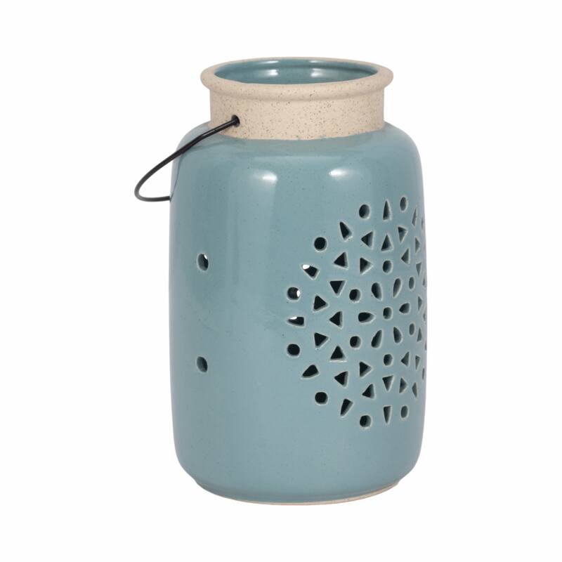 Sagebrook Home Artisan Lantern, Elegant Ceramic Design, Home Accent