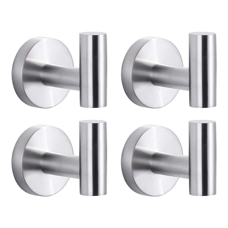 WOWOW Stainless Steel J-Hook Robe/Towel Hook 4 PCS - Brushed Nickel