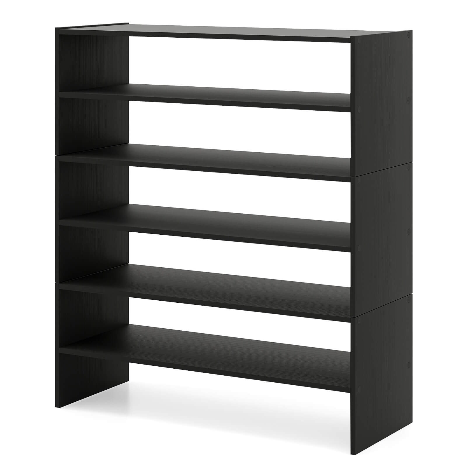 Costway 3 PCS Stackable Shoe Rack 31-Inch Horizontal Organizer 2