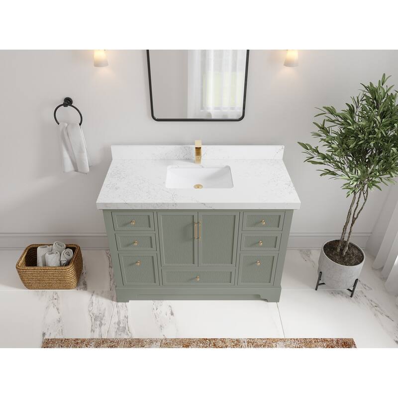 Willow Collections 48 in. W x 22 in. D Alys Single Sink Bathroom Vanity with Countertop - 2"Empira White - Evergreen