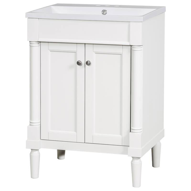 24'' Bathroom Vanity with Top Sink, 2-Tier Modern Bathroom Storage Cabinet