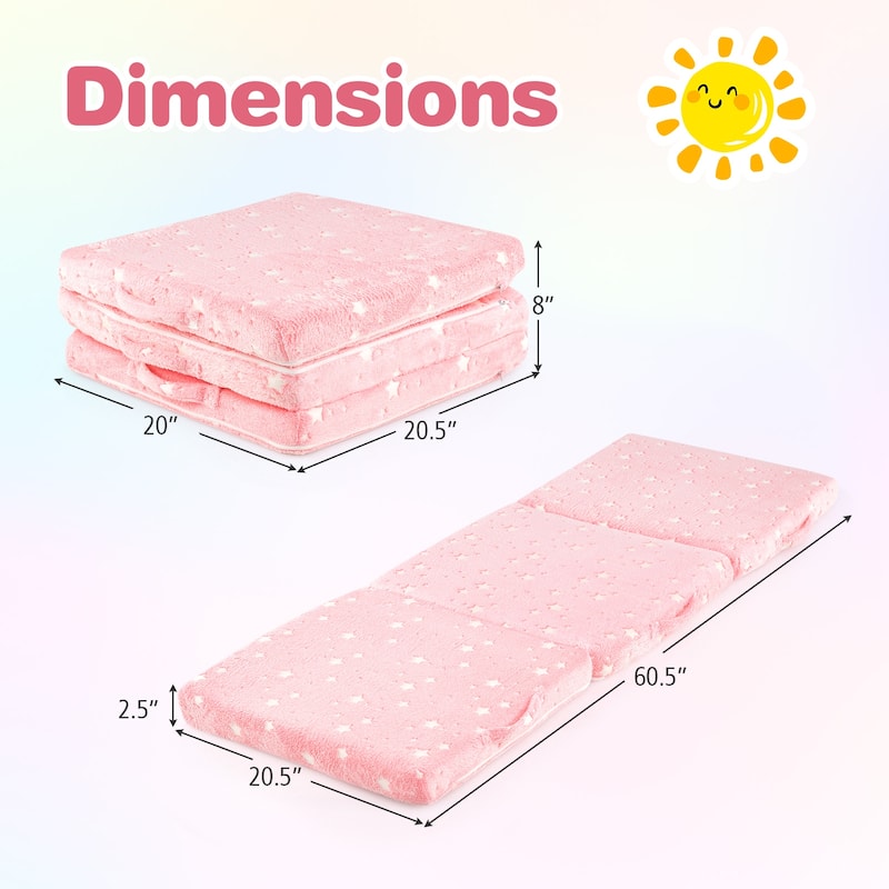 Gymax Foldable Floor Mattress for Kids Glow in the Dark Toddler Nap