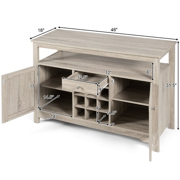 dimension image slide 0 of 2, Transitional Buffet Server Sideboard with Wine Storage - 45.5" x 16" x 31.5" (L x W x H)
