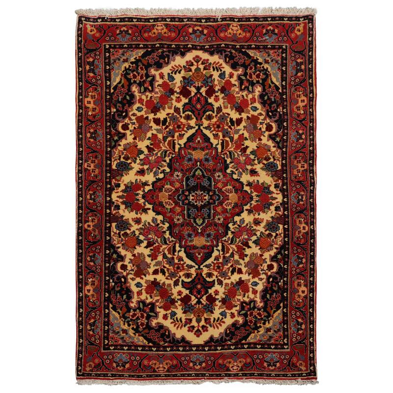 3'5''x5'3'' Hand Knotted Wool Ivory Sarouk Traditional Rug - 3' 5'' x 5' 3'' - 3' 5'' x 5' 3''