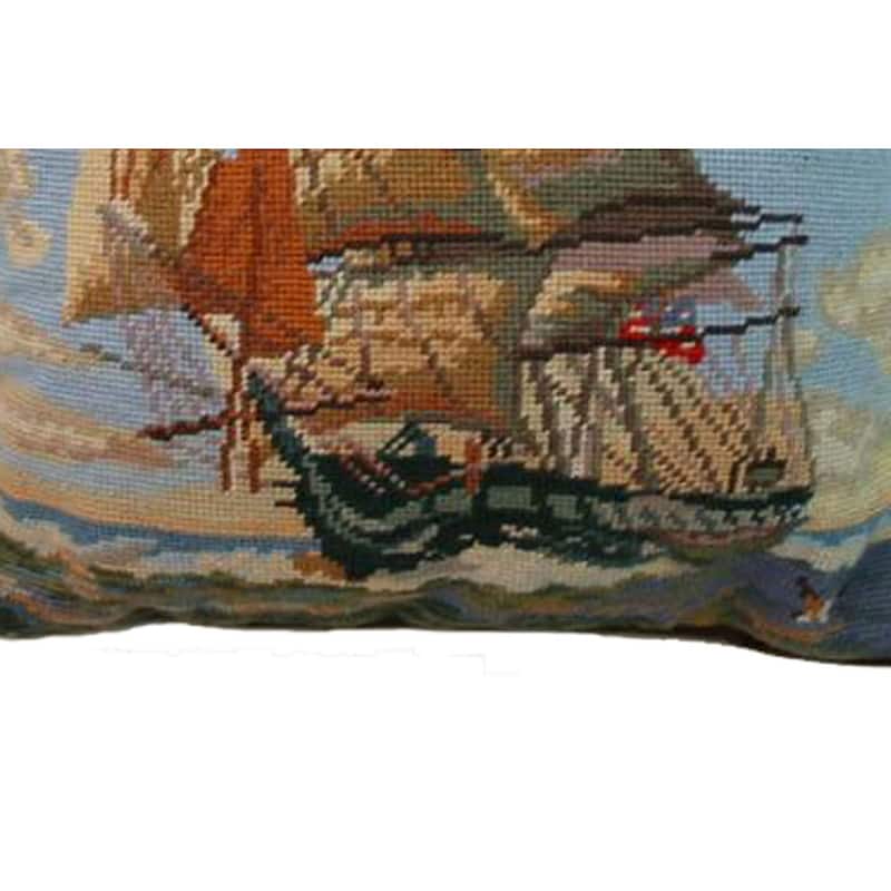 16" x 16" Uss Constitution Needlepoint Pillow