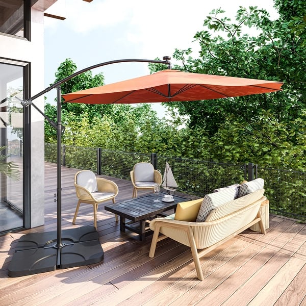 belleze patio umbrella bag BELLEZE Patio 10Ft Cantilever Umbrellas & Crank, Cross Base, Orange - Bed  Bath & Beyond