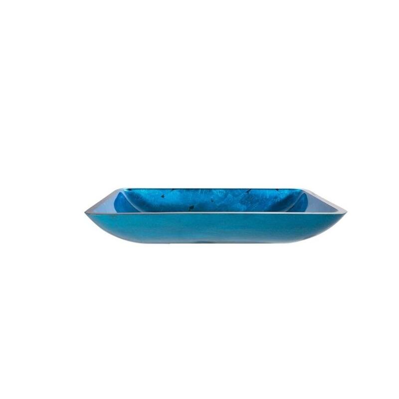 KRAUS Irruption Blue 22 in. Rectangle Glass Glass Vessel Bathroom Sink