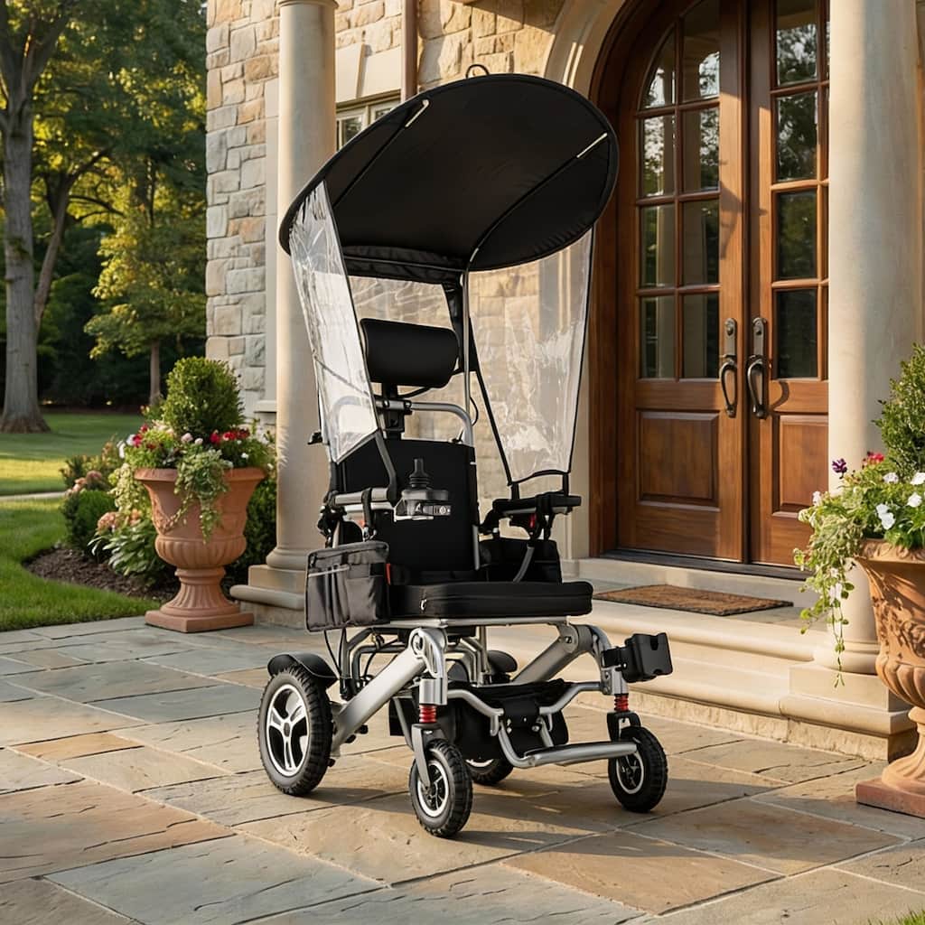 Foldable Electric Wheelchair for Adults, 300W Motor, Lightweight Aluminum Frame, Portable Power Wheelchair