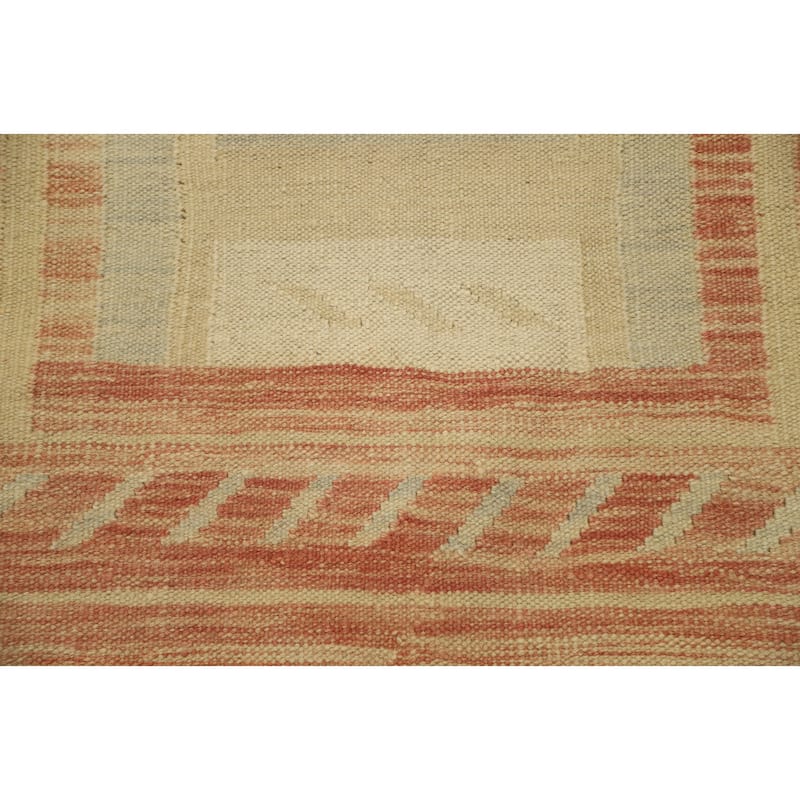 Hand Woven Oriental 100% Wool Carpet Southwestern Tribal Oranges & Rust Kilim Area Rug - 5' 0'' X 3' 5''