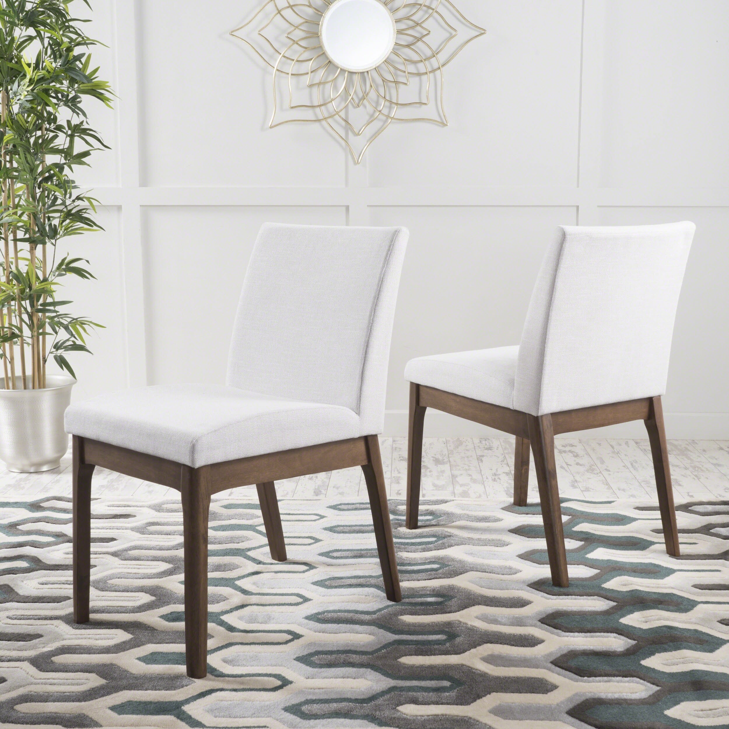 Dining Chairs Set of 2, Squared Back Dining Room Chairs - Light