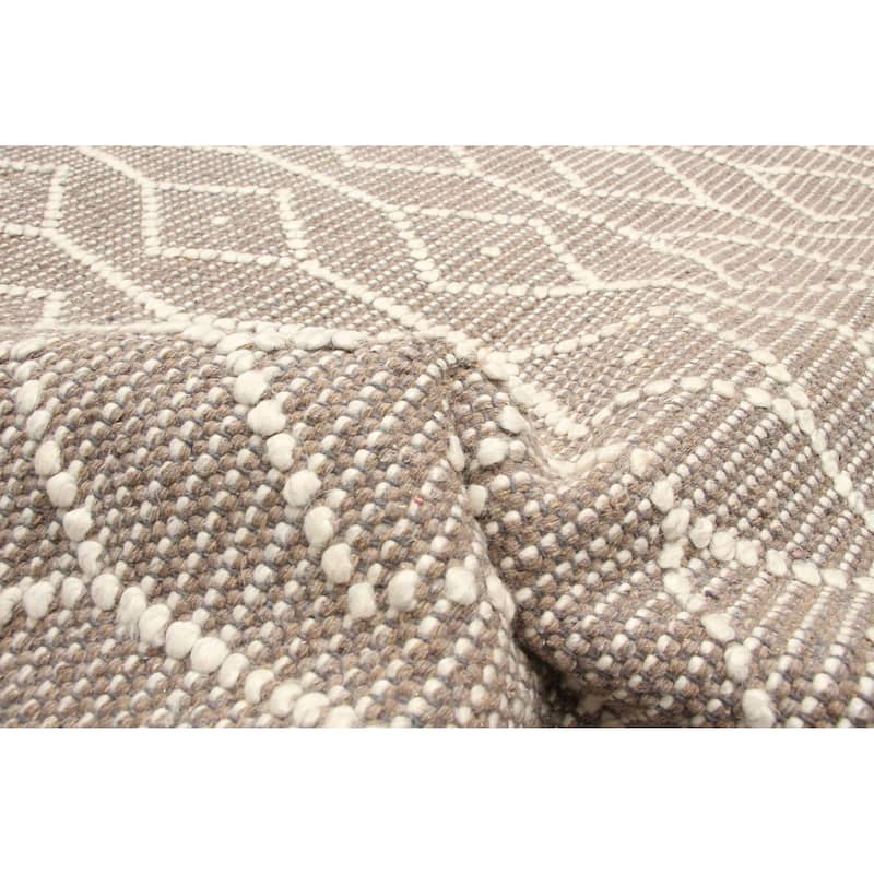 ECARPETGALLERY Braid weave Sienna Brown Wool Rug - 5'0 x 7'10