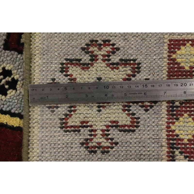 Hand Knotted Oriental 100% Wool Carpet Traditional Geometric Green Kazak Area Rug - 6' 0'' X 4' 0''