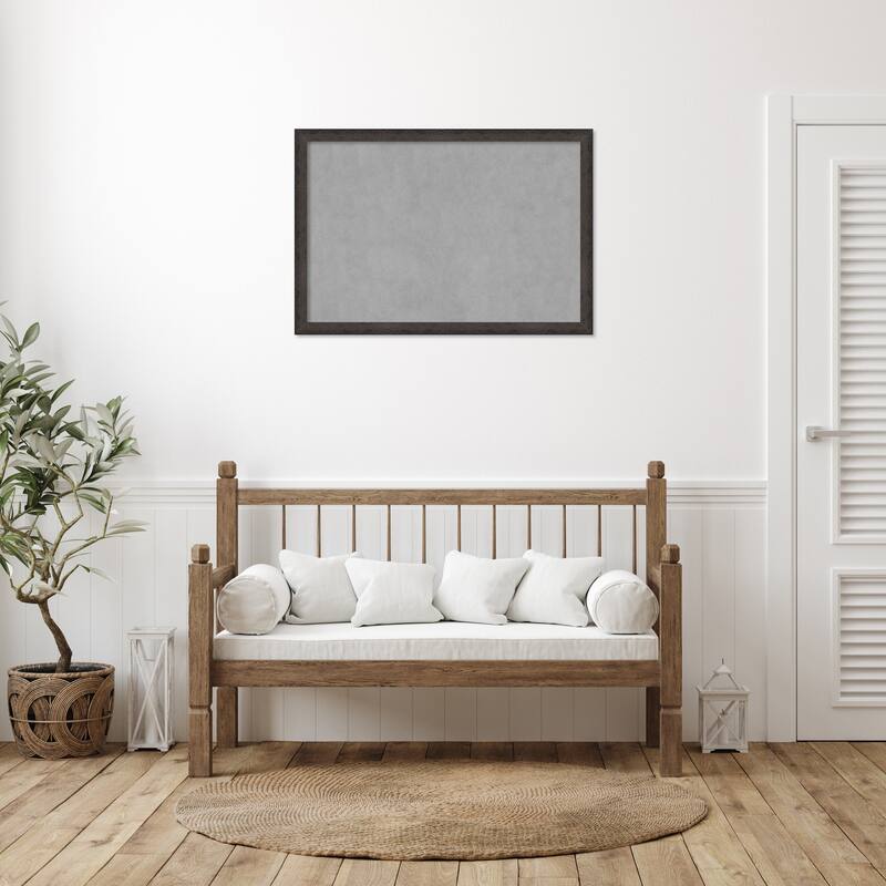 Amanti Art Dappled Black Brown Narrow Framed Magnetic Board