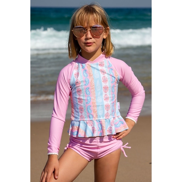 Sun Emporium Arabella Print Long Sleeve Rash Guard Boyleg Set Little Girls. Opens flyout.