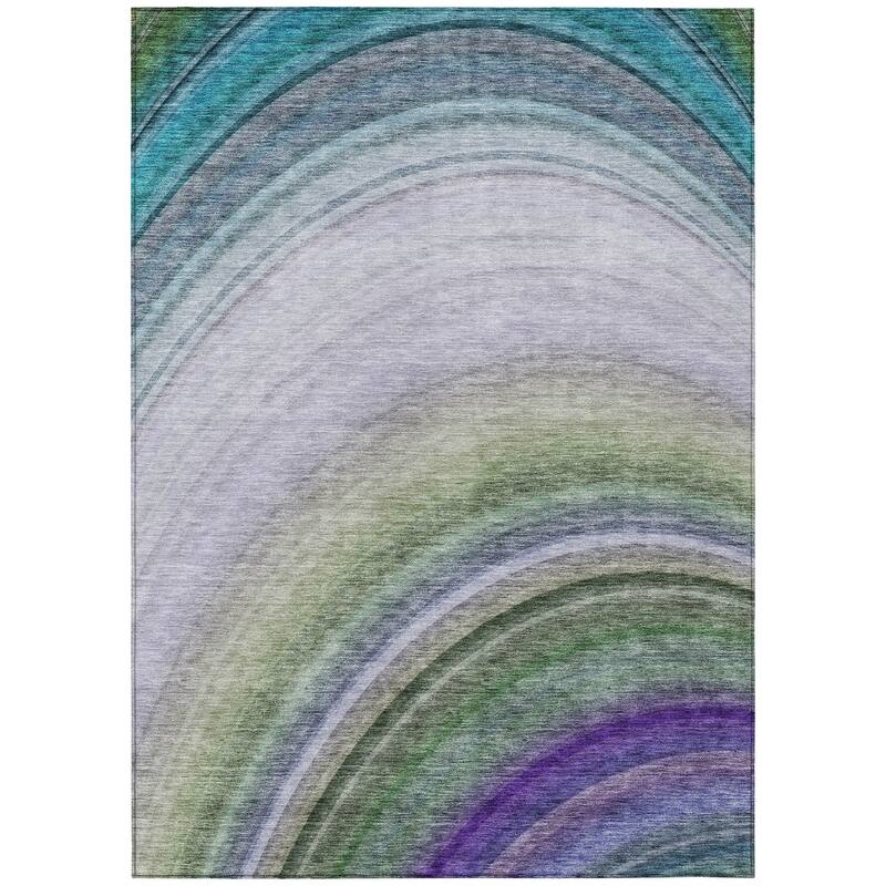 Machine Washable Indoor/ Outdoor Chantille Abstract Wave Rug