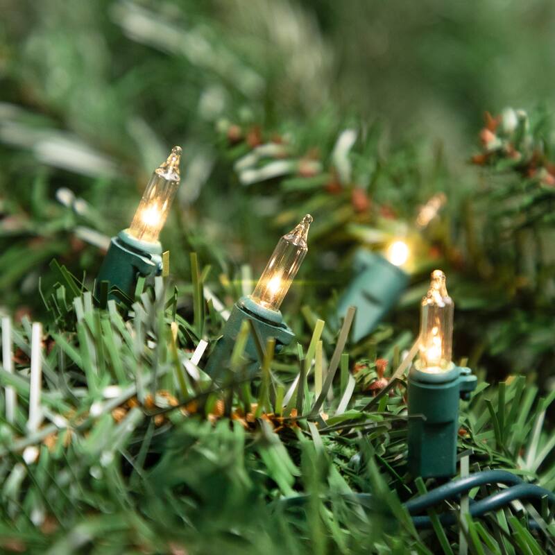10-Count Clear Mini Christmas Light Set - 3' Green Wire