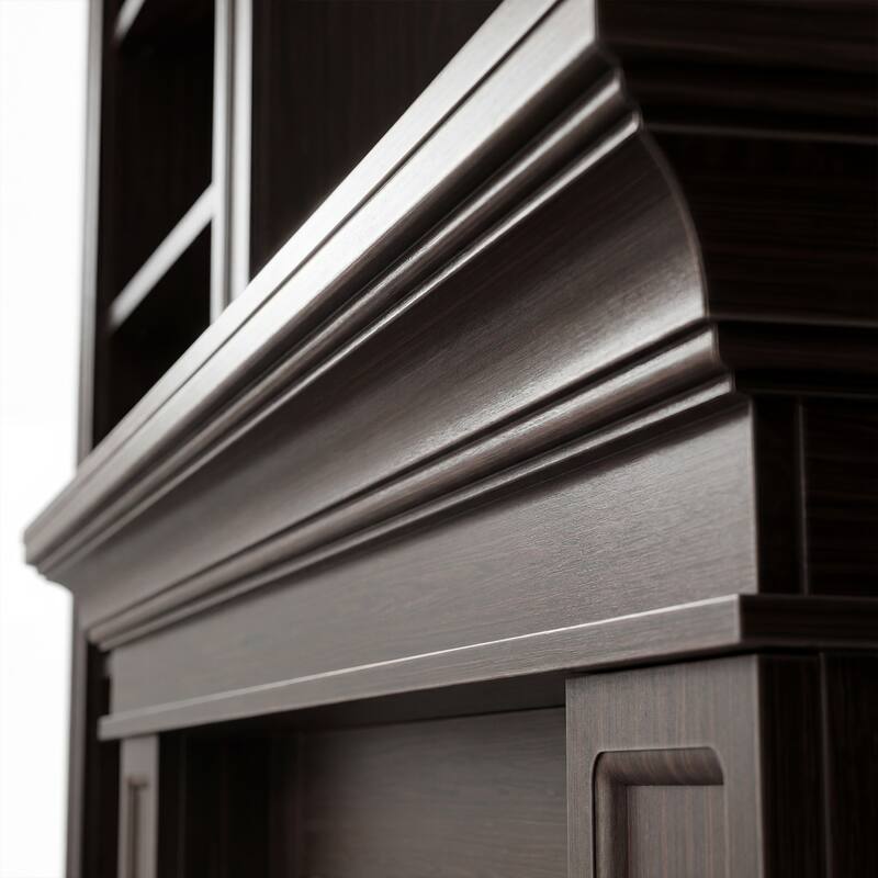 Electric Fireplace Mantel with Bookshelves, 115.5" Entertainment Center with Built-in Shelving