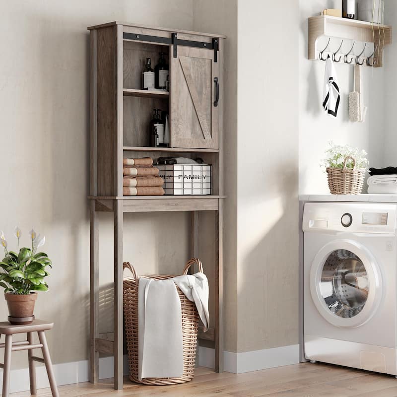 Bath Storage Cabinet Bathroom Space Saver Over the Toilet Bath Fixtures Bathroom Organizer Shelf - See Picture - Grey