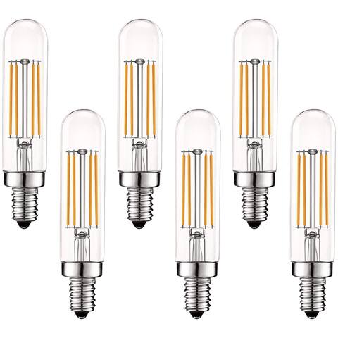 Luxrite Vintage E12 LED Bulb 60W Equivalent, T6 T6.5, 2700K Warm White, 500 Lumens, Dimmable LED Tube Bulbs (6 Pack)