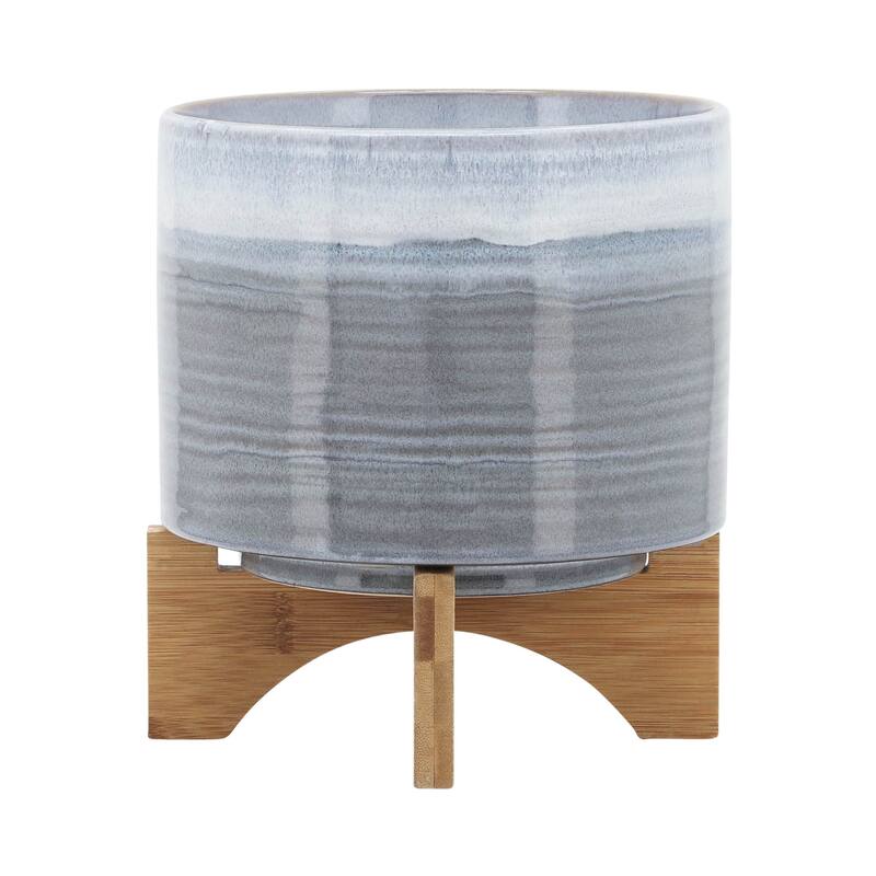 Ceramic 8" Planter On Stand - Blue