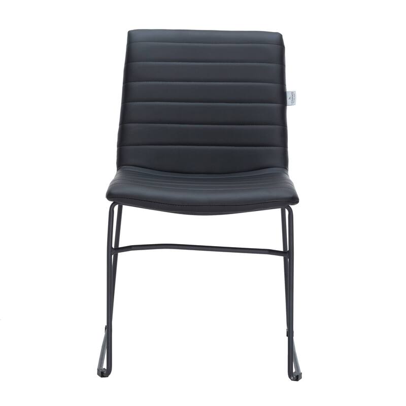 Zylar Modern Leather Guest Chair with Lumbar Support, Stainless Steel Base, High-Density Foam, Floor Protectors, 300 lb Capacity